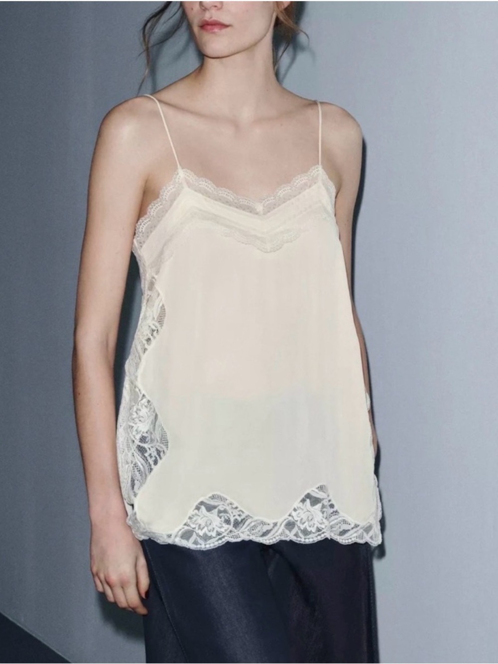 Zara ZW Collection NWT Cream Lace Trimmed Camisole Medium